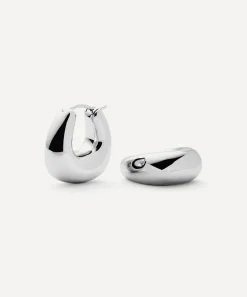 Missoma Earrings|Earrings^Rhodium-Plated Sculptural Chubby Small Hoop Earrings