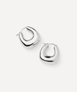 Missoma Earrings|Earrings^Rhodium-Plated Sculptural Chubby Small Hoop Earrings
