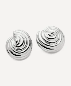 Missoma Earrings^Rhodium-Plated Shell Dome Oversized Stud Earrings
