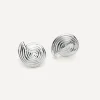 Missoma Earrings^Rhodium-Plated Spiral Small Stud Earrings