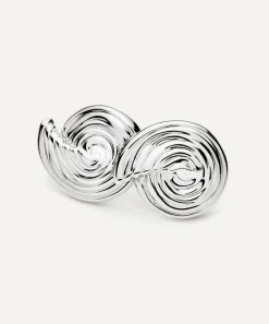 Missoma Earrings^Rhodium-Plated Spiral Small Stud Earrings