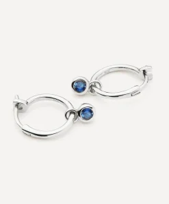 Missoma Earrings^Rhodium-Plated Tennis Charm Mini Drop Hoop Earrings