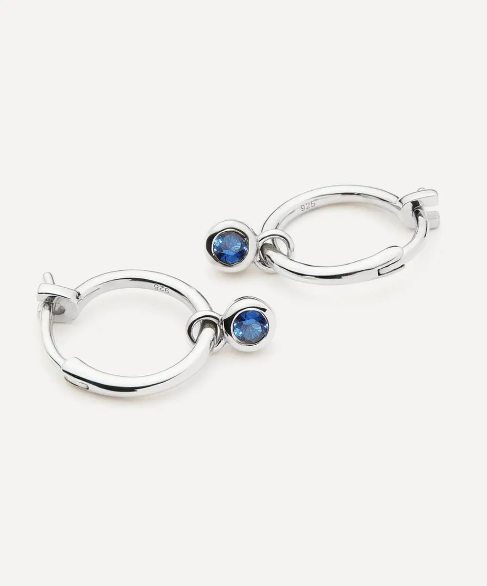 Missoma Earrings^Rhodium-Plated Tennis Charm Mini Drop Hoop Earrings