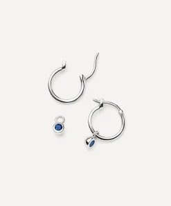 Missoma Earrings^Rhodium-Plated Tennis Charm Mini Drop Hoop Earrings