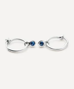 Missoma Earrings^Rhodium-Plated Tennis Charm Mini Drop Hoop Earrings