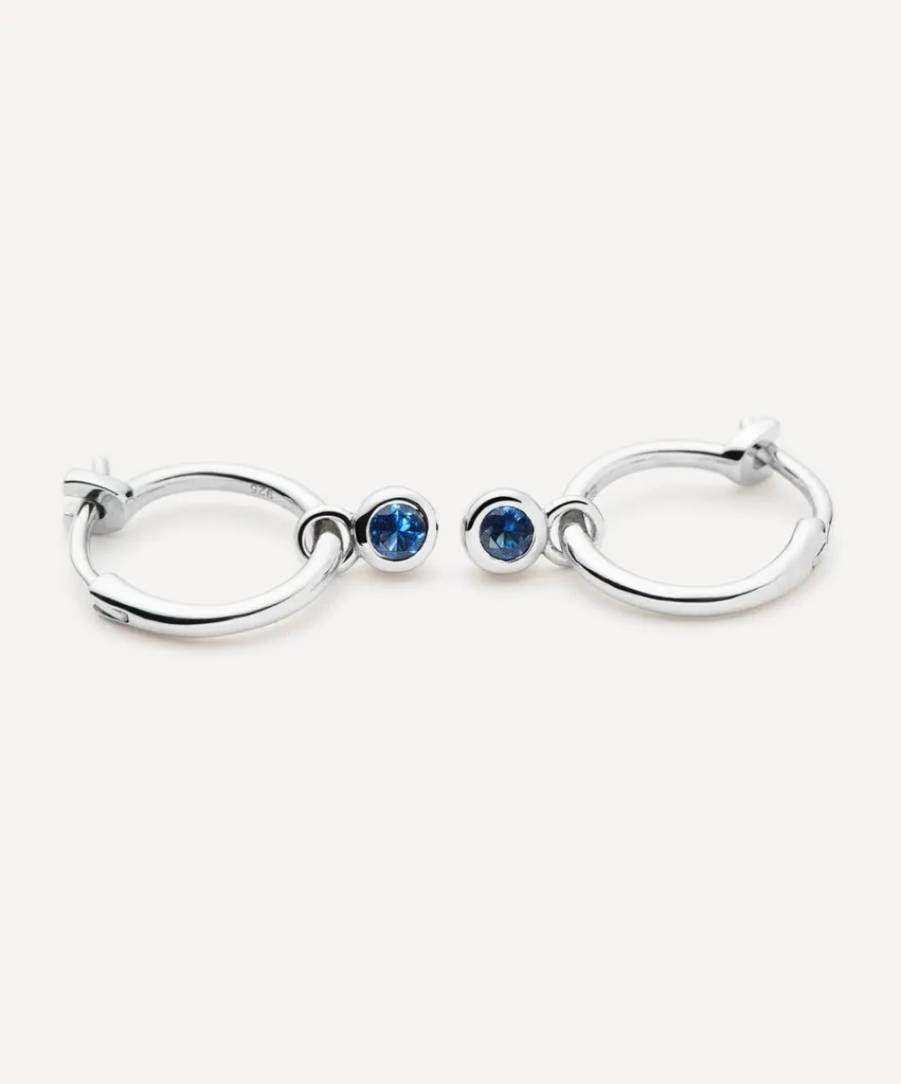 Missoma Earrings^Rhodium-Plated Tennis Charm Mini Drop Hoop Earrings
