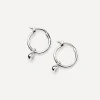 Missoma Earrings^Rhodium-Plated Tennis Charm Mini Drop Hoop Earrings