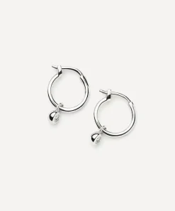 Missoma Earrings^Rhodium-Plated Tennis Charm Mini Drop Hoop Earrings