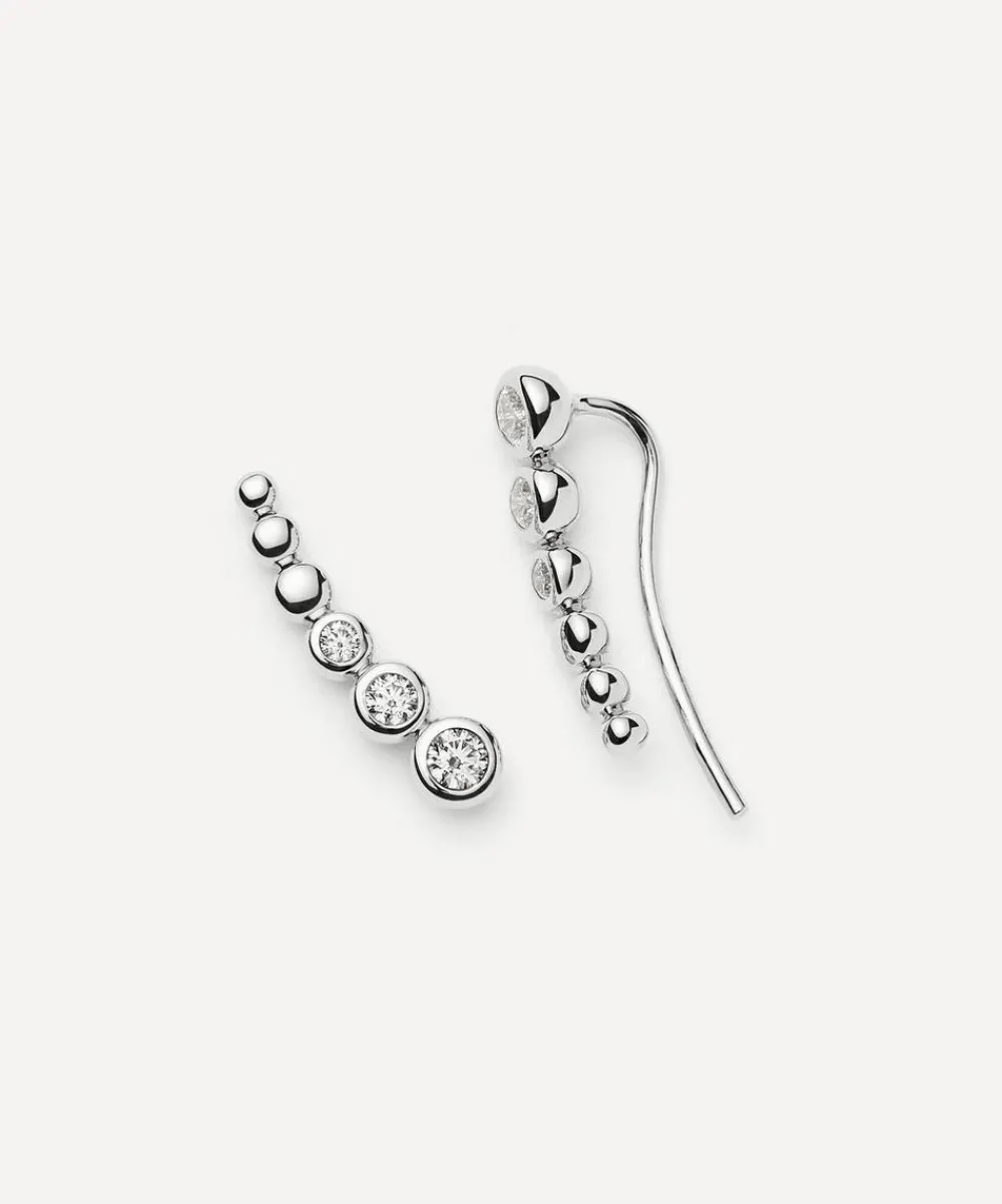 Missoma Earrings^Rhodium-Plated Tennis Climber Stud Earrings