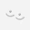 Missoma Earrings^Rhodium-Plated Tennis Ear Jacket Stud Earrings