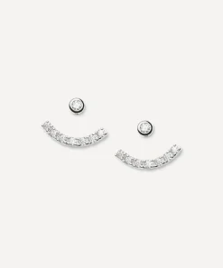 Missoma Earrings^Rhodium-Plated Tennis Ear Jacket Stud Earrings