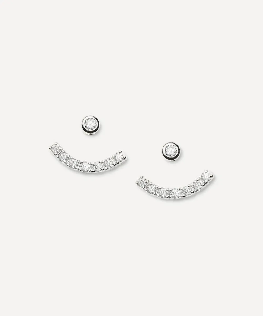 Missoma Earrings^Rhodium-Plated Tennis Ear Jacket Stud Earrings
