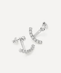 Missoma Earrings^Rhodium-Plated Tennis Ear Jacket Stud Earrings