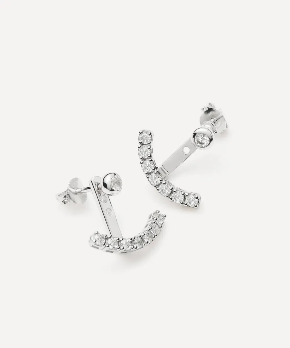 Missoma Earrings^Rhodium-Plated Tennis Ear Jacket Stud Earrings