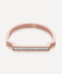 Monica Vinader Rings^Rose Gold Plated Vermeil Silver Signature Thin Diamond Ring