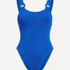 Hunza G Swimwear^Royal Blue Domino Swimsuit With Tonal Hoops