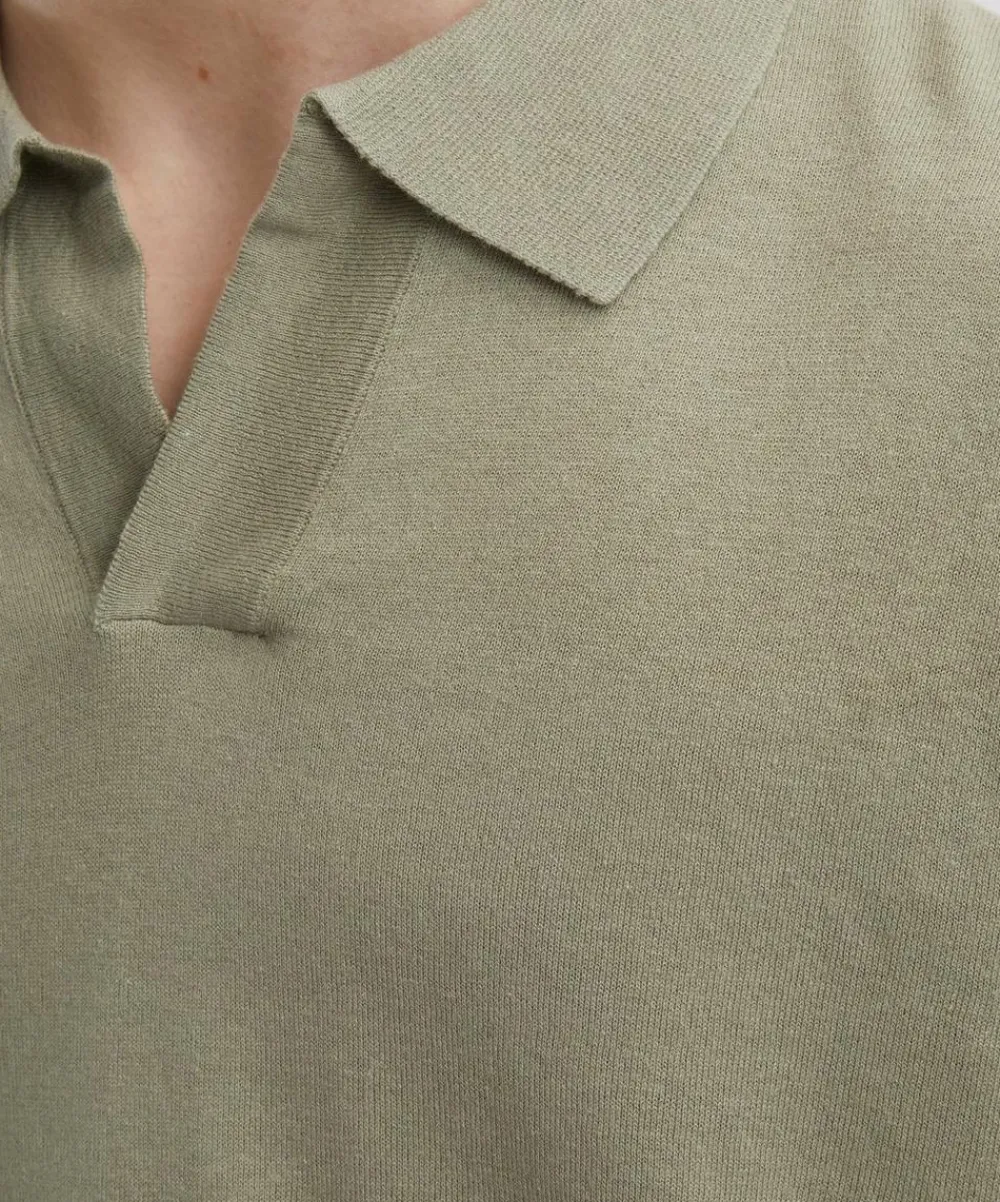 NN07 Tops^Ryan Knitted Linen-Blend Polo