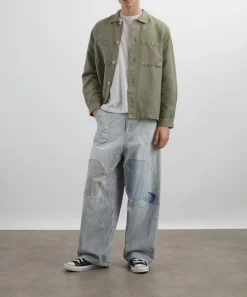 Folk Coats & Jackets^Sage Hemp Canvas Anniversary Patch Overshirt