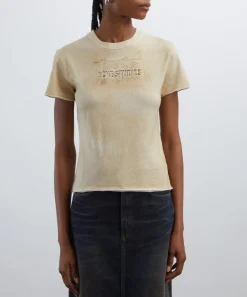 Acne Studios Tops^Sand Beige Branded T-Shirt