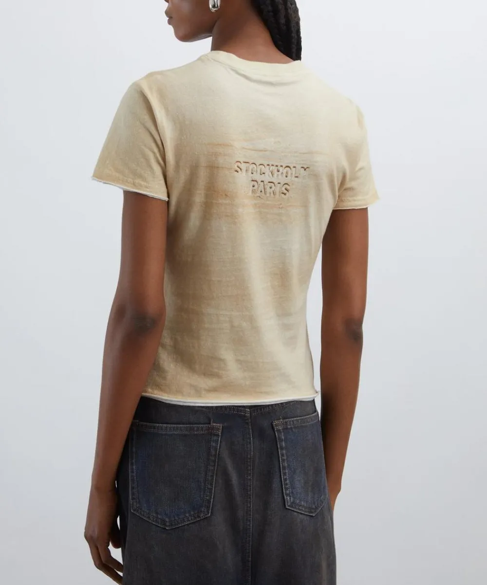 Acne Studios Tops^Sand Beige Branded T-Shirt