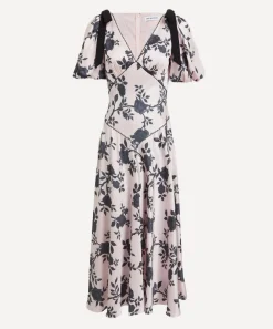 Self-Portrait Dresses^Satin Floral Midi Dress