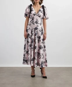 Self-Portrait Dresses^Satin Floral Midi Dress