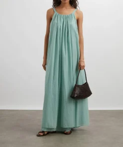 Kori Dresses^Sea Green Gathered Cotton Maxi Dress
