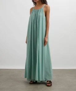 Kori Dresses^Sea Green Gathered Cotton Maxi Dress