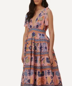 FARM Rio Dresses^Seashell Tapestry Pink Midi-Dress