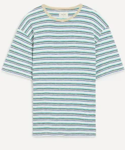 Folk Tops^Short Sleeve Ecru Mix Multistripe T-Shirt
