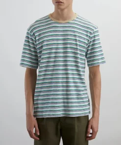 Folk Tops^Short Sleeve Ecru Mix Multistripe T-Shirt