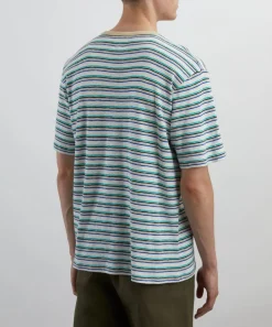 Folk Tops^Short Sleeve Ecru Mix Multistripe T-Shirt