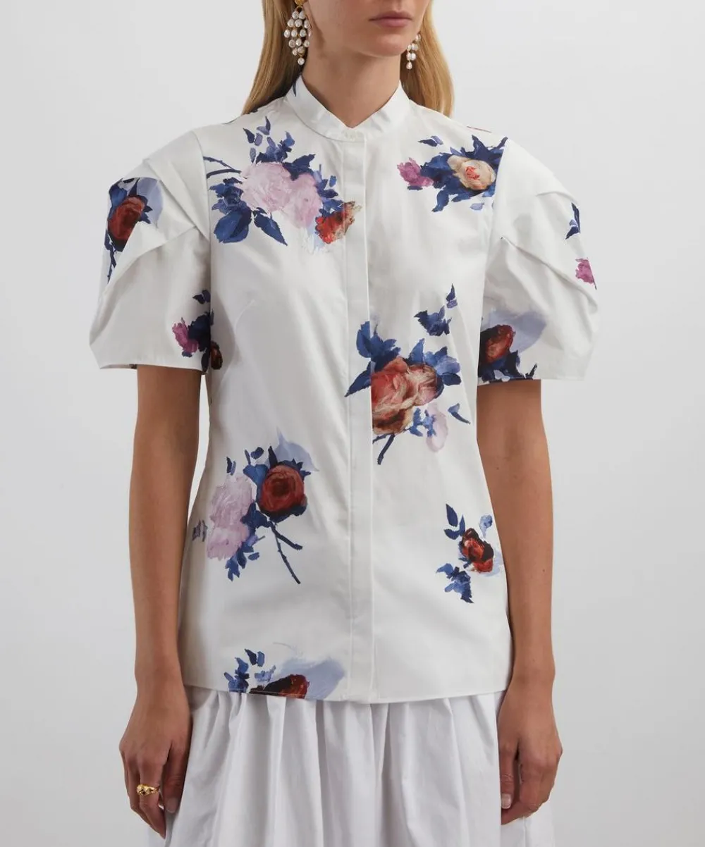 Erdem Tops^Short Sleeve White Rose Top