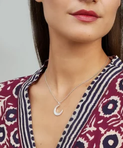Dinny Hall Necklaces^Silver Mother of Pearl Moon Charm Pendant Necklace