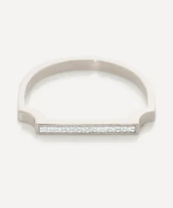 Monica Vinader Rings^Silver Signature Thin Diamond Ring