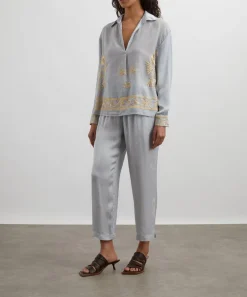 Kori Trousers & Shorts^Silver Silky Cropped Trousers