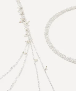 Stephanie Schneider Necklaces|Necklaces^Silver Woven Pearl Shawl Chain Necklace