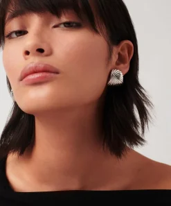 Missoma Earrings^Silver-Plated Ripple Oversized Stud Earrings