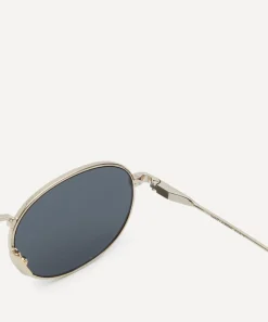 Saint Laurent Sunglasses & Glasses^Silver-Tone Oval Sunglasses