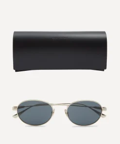 Saint Laurent Sunglasses & Glasses^Silver-Tone Oval Sunglasses