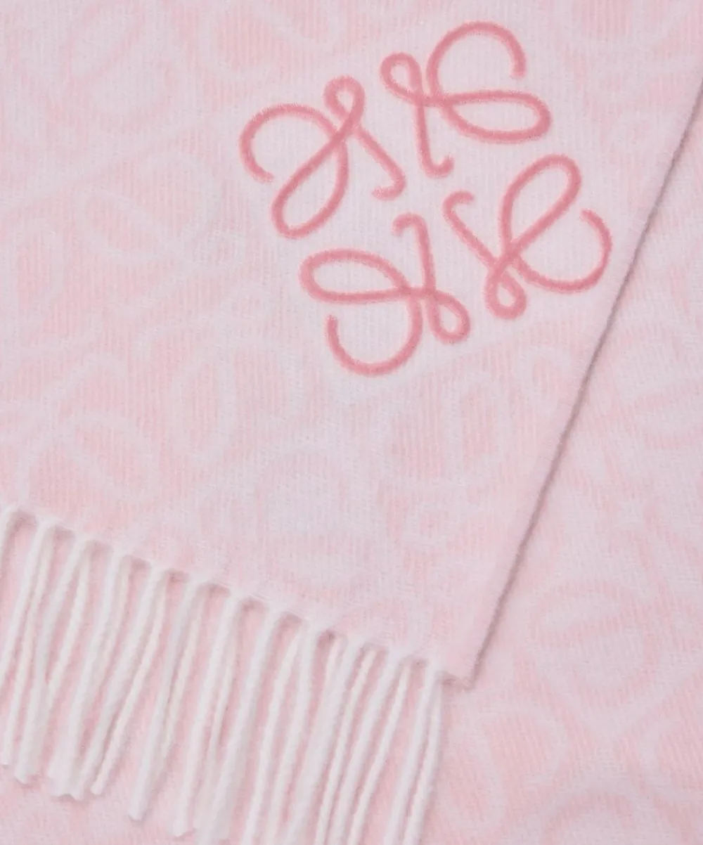 Loewe Scarves^Soft Pink Anagram Wool-Blend Scarf