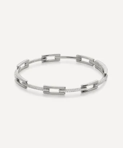 Monica Vinader Bracelets^Sterling Silver Diamond Signature Link Skinny Bangle Bracelet