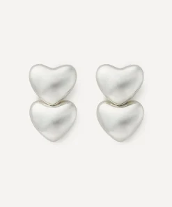 Annika Inez Earrings^Sterling Silver Dual Voluptuous Heart Stud Earrings