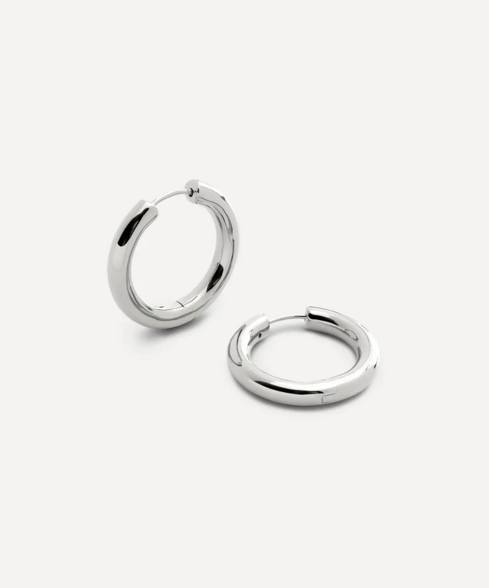 Monica Vinader Earrings^Sterling Silver Essential Click Medium Hoop Earrings