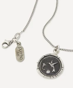 Pyrrha Necklaces^Sterling Silver Hummingbird Diamond Set Pendant Necklace