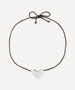 Annika Inez Necklaces^Sterling Silver Large Cord Heart Pendant Necklace