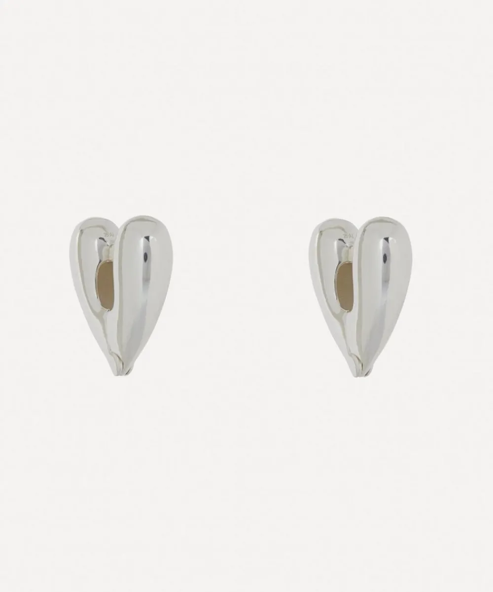 Annika Inez Earrings^Sterling Silver Large Heart Hoop Earrings