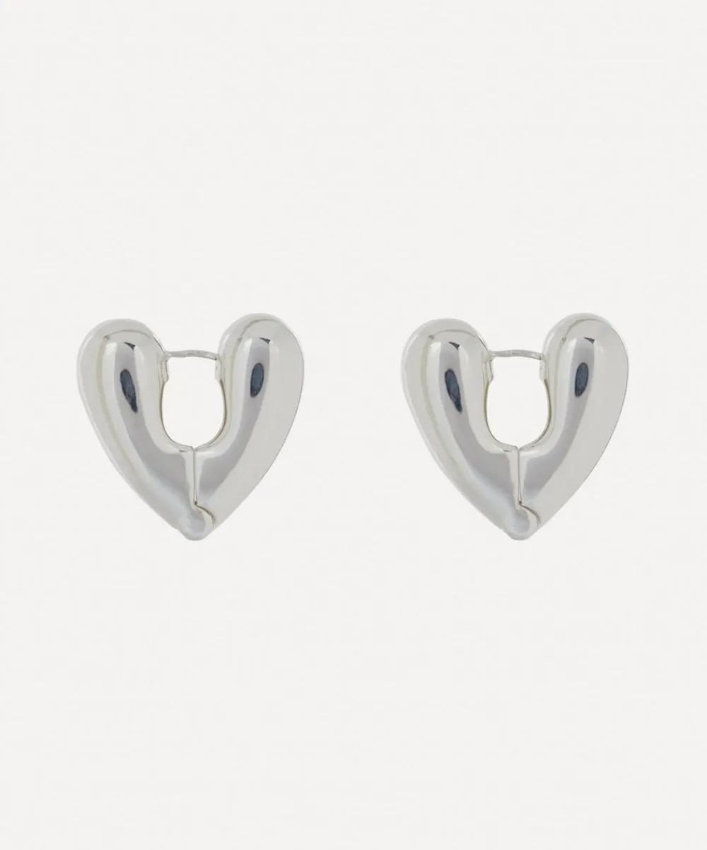 Annika Inez Earrings^Sterling Silver Large Heart Hoop Earrings