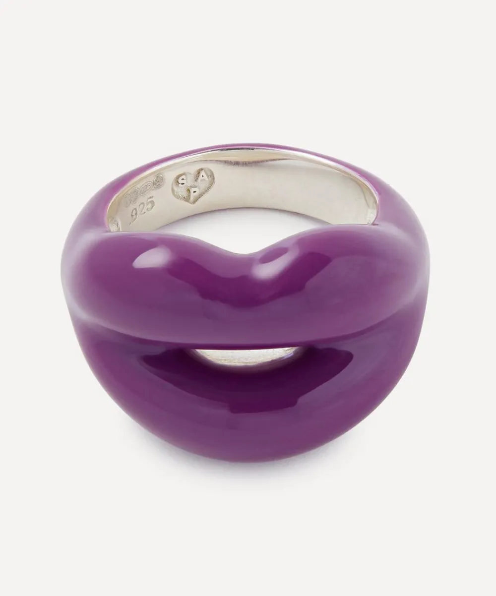 Solange Azagury-Partridge Rings^Sterling Silver Liberty Purple 150th Hotlips Ring