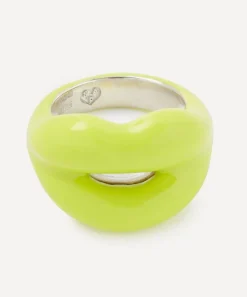 Solange Azagury-Partridge Rings^Sterling Silver Neon Yellow Hotlips Ring